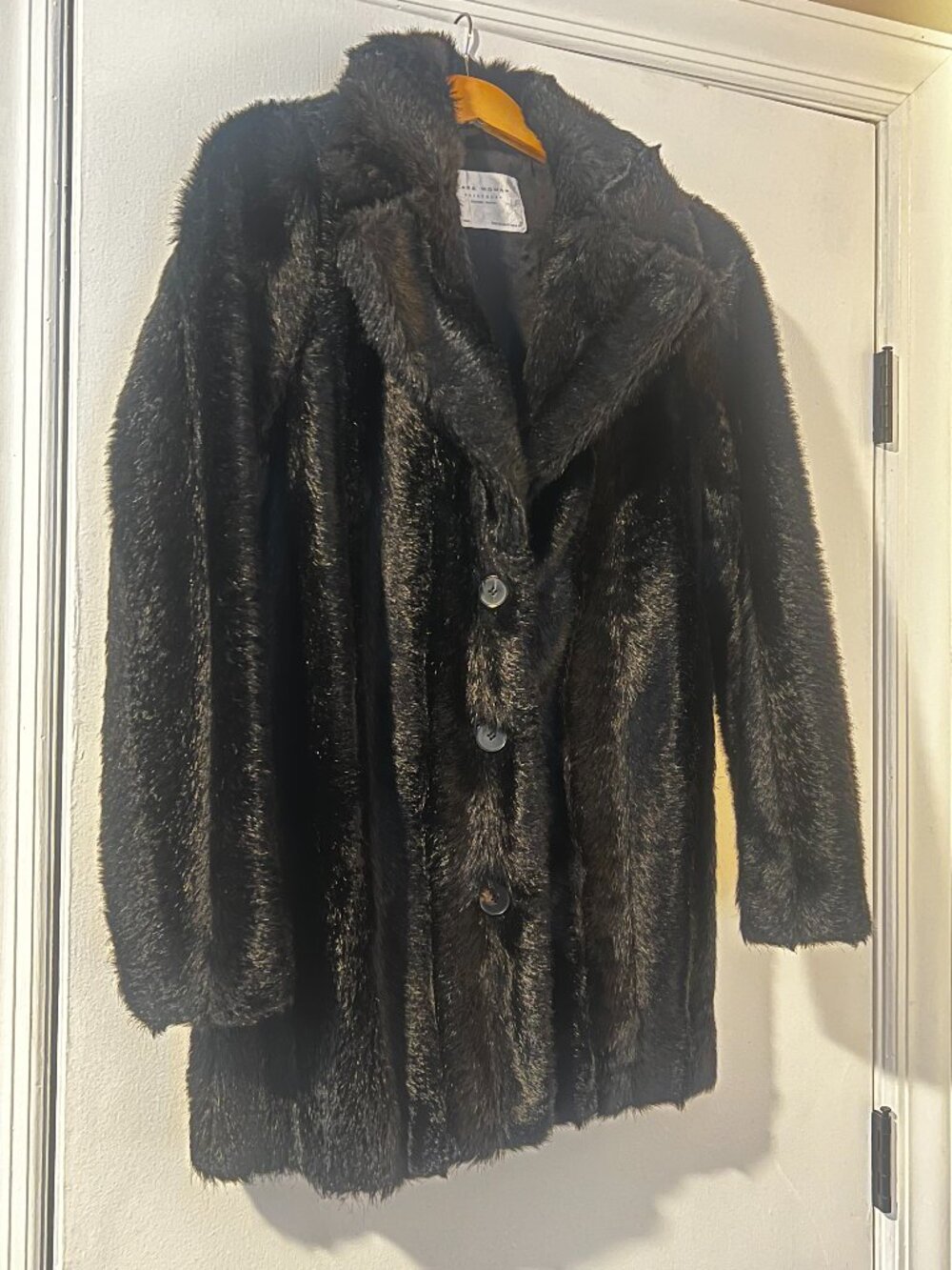 Zara Black Faux Fur Coat